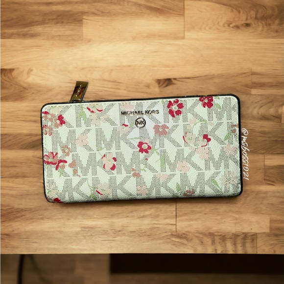 Michael Kors Jet Set Logo Floral MD Carryall Tote SET - Picture 7 of 9